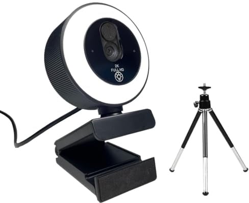 YVAAASIYC 4K/1080P USB Webcam with Auto Ring Light Privacy Cover Tripod Type-C for PC Zoom Streaming Meeting(Q10-1080P Webcam)
