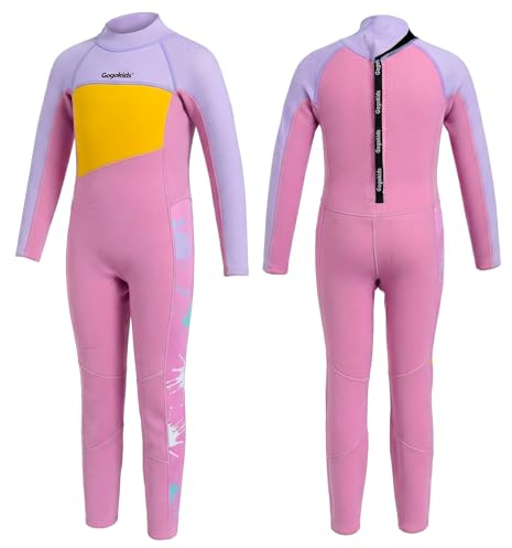 Gogokids Kids Wetsuit Long Sleeve 2.5mm - Boys Girls Neoprene Swimming Wetsuit with UV Protection 50+ & Back Zipper, Warm Full Wetsuit for Children, for Swimming Surfing Beach