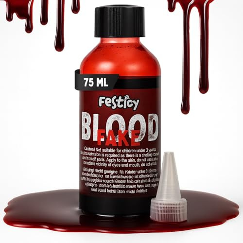 Festicy Faux Sang Réaliste 75 ml Pour Maquillage D'Halloween Sur Peau Et Vêtements Lavable
