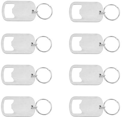 8 Pieces Creative Stainless Steel Bottle Opener Practical Keychain Dog Tag S8