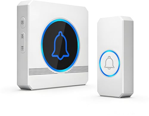 Door Bell Kit, 1000ft Long Range Wireless Doorbell | 60 Chimes, 110dB Loud & LED Flash, IP55 Waterproof, Plug-in Door Chime for Home, Office, Apartment, Elderly