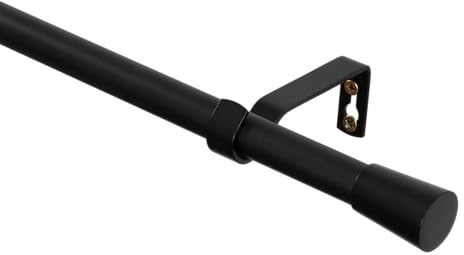 RENA Gardinenstange Vorhangstange - Einzelrute - 200 cm 19 mm Metall - Komplettes Set- Schwarz