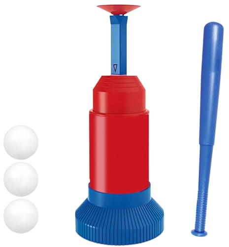 Baseball Pitching Machine für Kinder und Jugendliche, automatische Schlagmaschine, Trainingsspielzeug für Hand-Auge-Koordination, inklusive Schläger und Bällen, für drinnen und draußen, blau