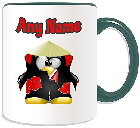 Personalisierbares Geschenk – Itachi Uchiha Tasse (Pinguin Cartoon-Charakter-Kostüm, Farboptionen) – beliebiger Name Nachricht auf Ihrem einzigartigen – lustiger Kawaii Humor Anime Film Film Spiel