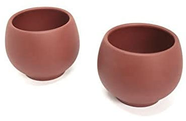 TEA SOUL Zisha 2 100ml, typische chinesische Teetassen aus einem bestimmten roten Ton aus Yixing, Keramik, braun, 6.3 x 6.3 x 5 cm, 2