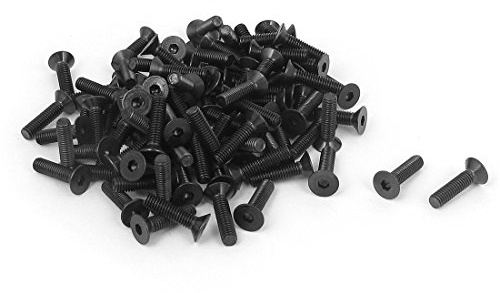 sourcing map Tornillos de cabeza plana M3 x 12mm avellanado hexagonal métricas negro 100PCS