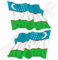 USBEKISTAN Usbekische Wehende Flagge, Fahne Usbekisch 75mm Auto & Motorrad Aufkleber, x2 Vinyl Stickers (Links - Rechts)