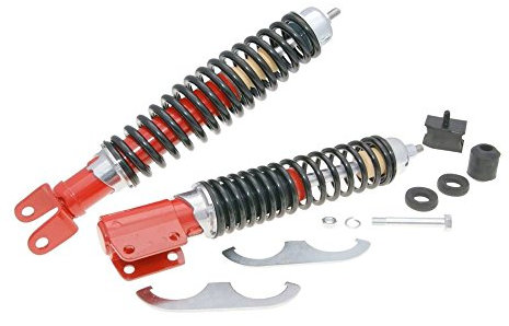 Kit ammortizzatori Carbone Sport rosso/nero anteriore posteriore per VESPA PX 80cc, T5/T5 Classic 125cc