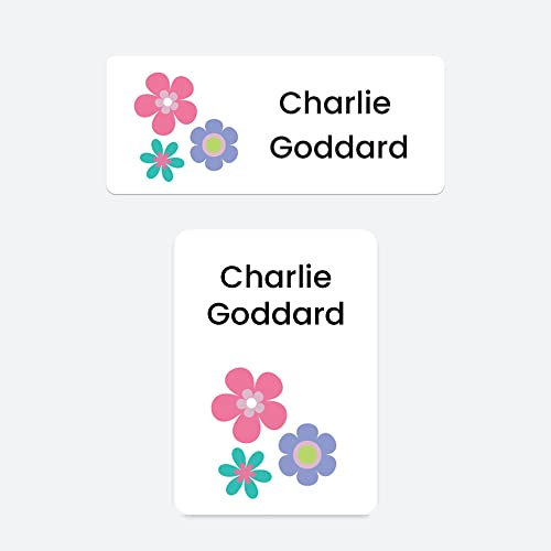 43 x No Iron Stick On Name Labels Waterproof Washable Great for Clothes, School Uniform, Equipment, Shoes and More. School, Nursery, Day Care, Hospital - Range of Designs Available (Daisy)
