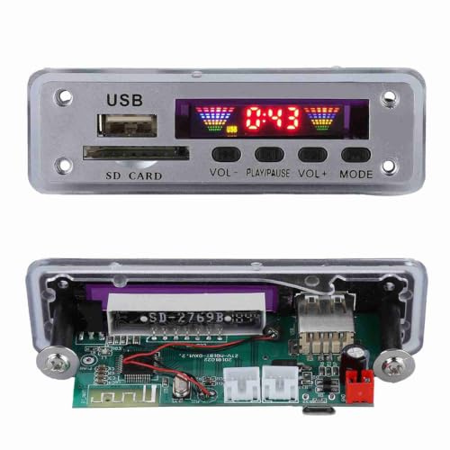 DC 5 V / 12 V Bluetooth 5.0 Audio Decoder Board Audio Modul USB AUX SD FM Radio Verlustfreie MP3 / WMA/WAV/FLAC/APE Decoder Board Modul, Farbdisplay(Silber)