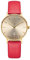 Kistanio Damenuhr Petit Goldfarben Edelstahl Saphirglas mit rotem Lederband GO-GOS-L-RTN