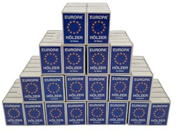 EUROPA Zündhölzer – 100 Streichholzschachteln (10 x 10er Pack, je 38 Stück) – Sicherheitszündhölzer für Kerzen, Kamin & Grill – das Original in der klassischen Zündholzschachtel