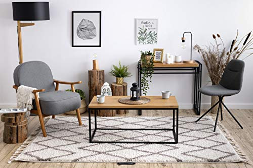Teppich hochflor Berber Shaggy, Franse, marokkanischer Stil, für Zimmer, Wohnzimmer, Schlafzimmer, Beni Creme/Beige 160x220 cm