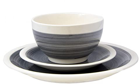 Hogar y Mas Vajilla de Cerámica Efecto Acuarela por Piezas Individuales en Color Gris.