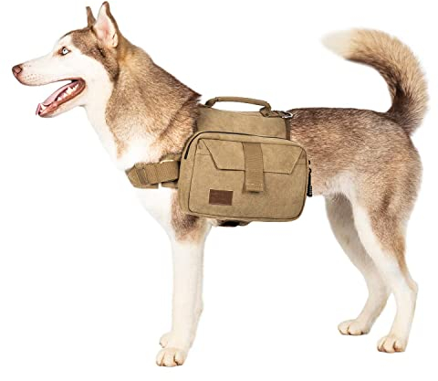 OneTigris Hunderucksack Camping Wandern Reißen Hundebackpack für M/L Größe Hunde (L, Braun)