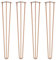 Lot de 4 pieds en épingle à cheveux avec pieds de protection de sol et vis - 71 cm (3 tiges) / 10 mm, cuivre or rose