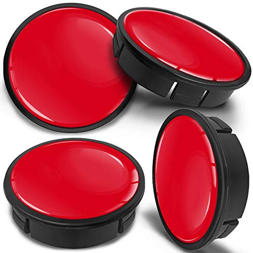 SkinoEu 4 x 60mm Universal Schwarz Rot Alufelgen Nabenkappen Felgen Kappen Felgendeckel Radkappen Radnabendeckel Nabendeckel Felgenkappen CX 5