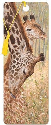 3D LiveLife Lesezeichen - Zarte Liebe von Deluxebase. Ein Giraffen-Lesezeichen mit linsenförmigen 3D-Kunstwerken, das von der bekannten Künstlerin Beth Hoselton lizenziert wurde