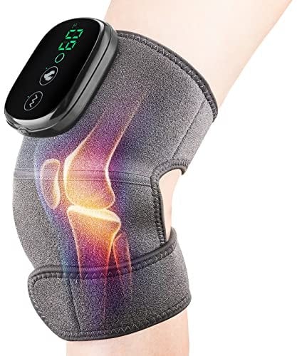 MOAJAZA Masajeador de Rodilla con Calefacción, Rodilleras Electrica con 3 Niveles de Calor y Masaje para Calentar Rodilla Rígida, Rodillera Masajeadora para Artritis y Dolor de Rodilla Rígida