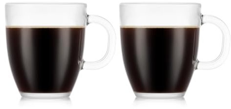 BODUM Lot de 2 tasses à café Bistro en verre trempé à paroi unique, 355 ml, transparent