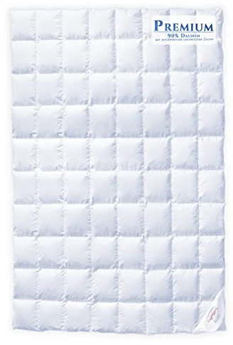 Aura® Luxus Ganzjahres Daunendecke 135 x 200 cm | Premium 90% weißen Daunen, ungarische Klasse I | Oeko-TEX Standard 100 allergikergeeignet | Bettdecke für Herbst und Frühling