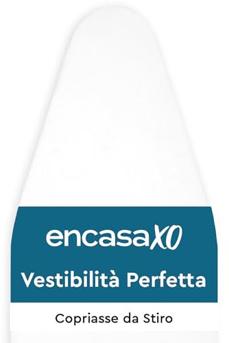 Encasa XO Funda para Tabla de Planchar de con Almohadilla de Fieltro Gruesa de 4 mm - Blanco - Algodón, elástico, (Se Ajusta a Las Tablas estándar de Large de 125x39 cm)