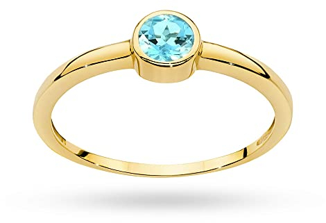 MARKO Klassischer Damenring aus Gold mit Topas 0.25Ct, 14 Karat Gold (585) | Goldring mit Box | Goldring für Frauen (Topas, 70 (22.5))