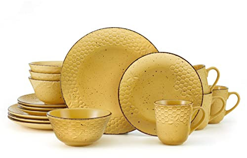 Pfaltzgraff Bumblee Service de table 16 pièces pour 4 personnes Jaune