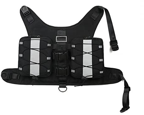 DONGKER Hunderucksack, Reflektierende Hunde Satteltasche,Verstellbare Taktische Hundegeschirr mit Seitentaschen für Kleine, Mittelgroße und Große Hunde