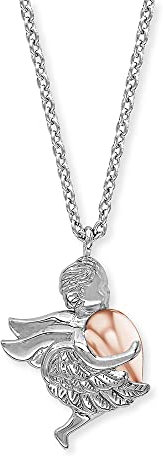 Engelsrufer Damen Halskette aus Sterling Silber und Schutzengel mit Herz Anhänger bicolor - Karabinerverschluss - in drei Längen verstellbar - nickelfrei