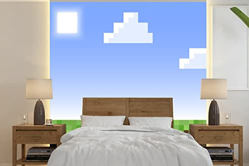 MuchoWow Papier peint Gaming - Pixel - Gaming - Grass Papier peint photo 220x220 cm Papier peint imprimé