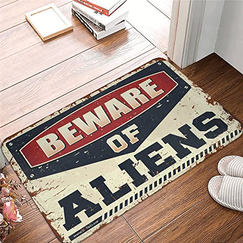 Home Alone Door Mat Beware of Aliens Rug Man Cave Decor Welcome Home Door Mat ( Size : 50X80CM )