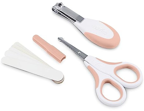 Nuvita 1138 - Set di Forbicine con Punte Arrotondate, Tagliaunghie e Lime per Unghie - Pink