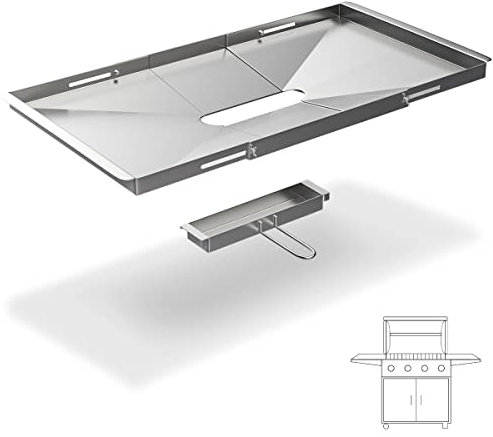Fettschale für Gasgrill – verstellbare 61-76,2 cm Universal-Tropfwanne Dyna Glo Grill Ersatzteile, für Nexgrill, Expert Grill, Kenmore, BHG und mehr, Edelstahl-Grillwanne Ersatzteile