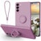 Galful Silicone Phone Case for Samsung Galaxy S22 with Wrist Strap,Samsung S22 Kickstand Case with Rotatable Ring Holder Support Magnetic Car Mount Slim Shockproof Soft Protective Cover,Dark purple
