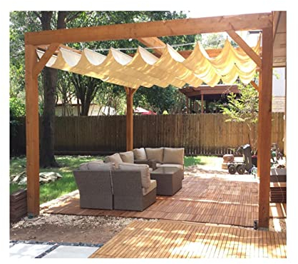Einziehbar Wellen Sonnensegel, Sonnencreme Rollo, Drahtgleiten Durchlässig Welle Überdachung Markise, Draussen Vorhang Zum Garten Deck Dach Polyester, Anpassbar ( Size : W2*L18m/W6.56*L59.05ft )