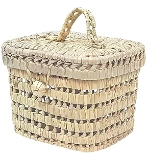 KIKADU Kleiner Korb - Korb aus Palmblättern zur Aufbewahrung und Dekoration von Spielzeug, handgeflochten, Maße 23x16x16 cm