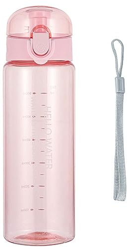 Lizbin Botella de agua deportiva, botella de agua transparente reutilizable, botellas de agua de plástico con correa de transporte, botellas de bebida a prueba de fugas para viajes, gimnasio (26 onzas