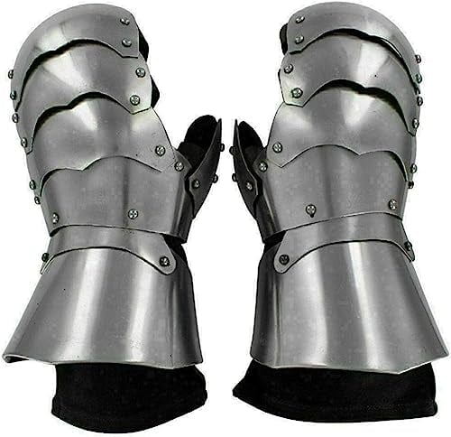 Mittelalterliche Rüstung Stulpen Historische Nazgul Arm Handschuhe Ritter Larp Krieger Stulpen Europäische Kreuzritter Arm Handschuhe Rollenspiel Kostüm, silber, One size