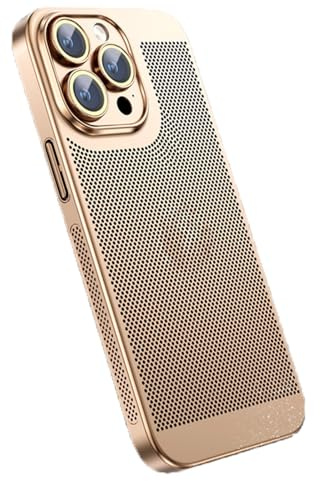 LXURY Hülle für iPhone 15 Pro Max/15 Pro/15, Galvanisierte PC Kratzfest Handyhülle mit Screen Kamera Schutz Ultradünne Stoßfeste Schutzhülle,Gold,15 Pro Max''