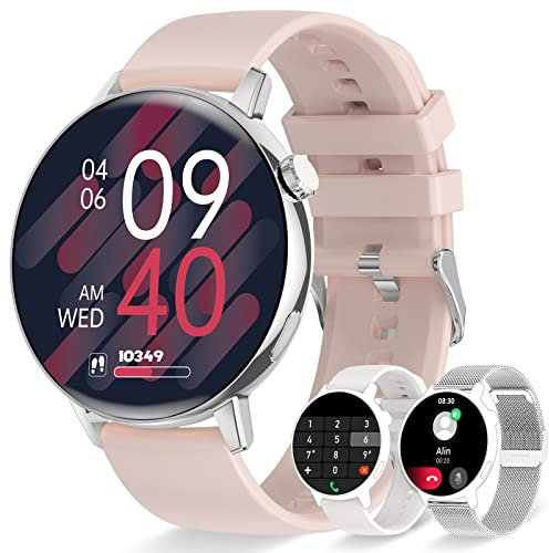 Montre Connectée Femme Appels/Notification Intelligente 1.32 Smartwatch Cardiofrequencemètre Sommeil Oxymètre 3 Bracelets Étanche Trackers d'activité Podomètre Calories Smart Watch pour iOS Android
