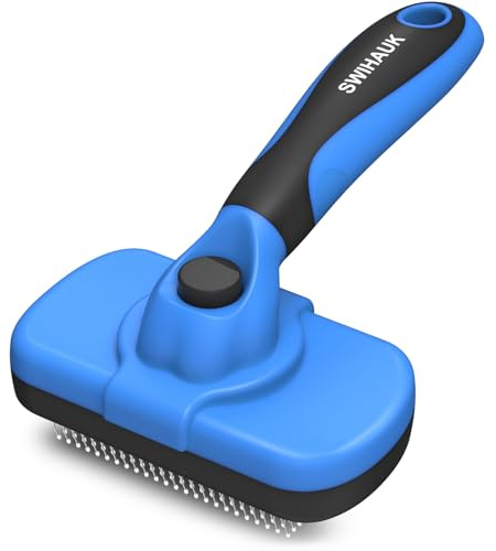 Swihauk Self Cleaning Slicker Brush - Skin Friendly Deshedding Grooming Tool for Dogs & Cats, Suitable for Shedding & Haired Pets, with Pet Supplies Accessories, Blue