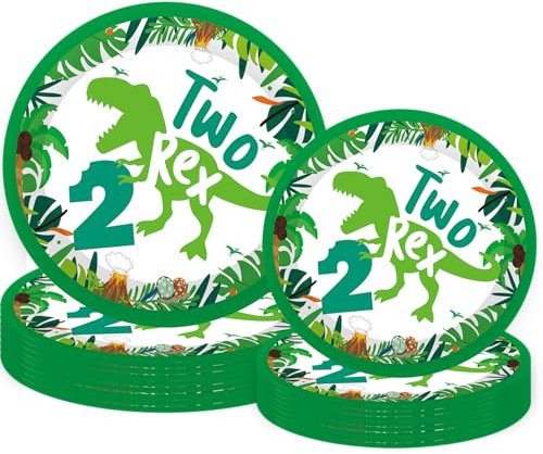 Dinosaur 2nd Birthday Decorations for Boy Plates 60pcs Dinosaur Birthday Party Paper Plates Dinosaur Birthday Party Supplies 2 Year Old Boy Two Rex Birthday Party Decorations for Boys Dino Bday