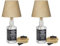 ledscom.de 2 Stück Tischlampe FLAKO, Hanfkabel, Lampenschirm natur-beige, inkl. 3-Stufen E27 LED Lampe (warmweiß, 7,1 W, 963lm) ohne Flasche