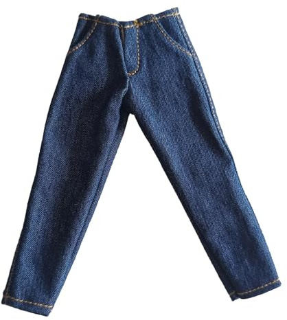 Harilla Miniatur-Jeans im Maßstab 1:12, Mini-Hose, handgefertigtes lässiges Figuren-Puppenkleidungs-Outfit, Blau