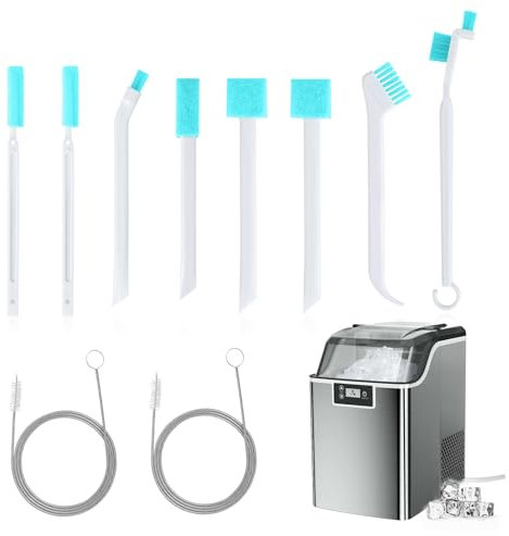 XANGNIER Ice Machine Cleaning Kit, 10 Pcs (2 Extra Long Pipe Drain Cleaners & 8 Small Crevice Brushes), Multicolor Plastic