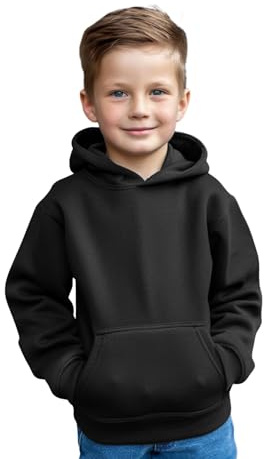 Aykiz Kids Boys Girls Plain Pullover Hoodie, Sweatshirt, Fleece Hooded Jumper, PE School Jumper, Warm Coats Long Sleeve Top New Casual Fashion For Childrens Unisex Age 3-13 Years