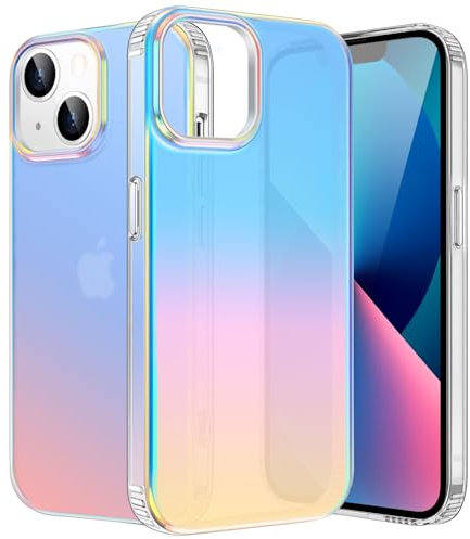ÁRBOLORO Hülle für iPhone 13/14 6,1 Zoll, Irisierend Farbverlauf Handyhülle Stoßfeste Kratzfest Holografisch Case Regenbogen Farbwechsel Effekt Matt Bunt Schutzhülle für Frauen und Mädchen