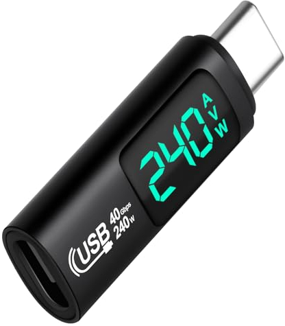 AXFEE USB C to USB C Adapter with LED Display, 240W Fast Charging and Data Transfer Type C Adapter, Compatible with Mac-Book/Phone 15/i-Pad/Galaxy/Xperia/Pixel/Android