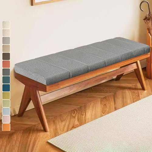 Lsjoaw Bankauflage 90 X 35 X 4CM Sitzkissen Bankpolster Wasserdicht Schmutzabweisend und Kratzfest Sitzkissen für Fensterbank Esstisch Gartenbank Schaukel Terrasse Bank Drinnen Sitz Dunkelgrau